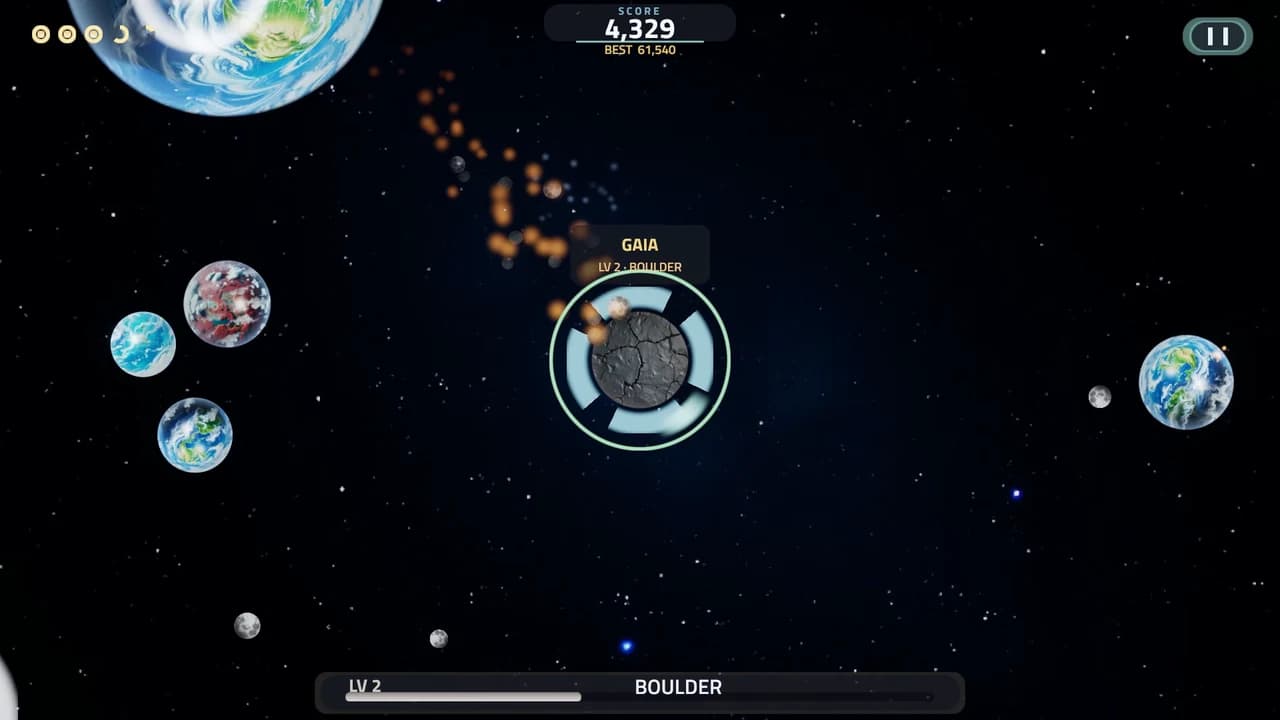 A Boulder burning clear of a much bigger world, a trail of embers behind it.
