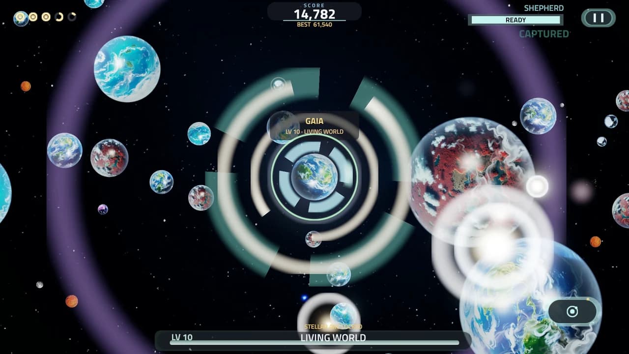 Reach at LV 10: a wide ring around a Living World as the bodies near it fall inward.