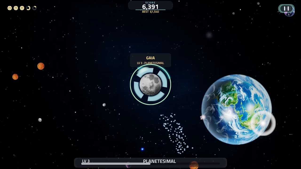 A Planetesimal passing close beside a much bigger world without touching it.