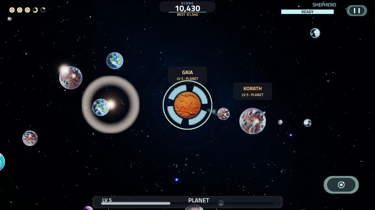 A moon in flight between the player's planet and the rival KORATH.