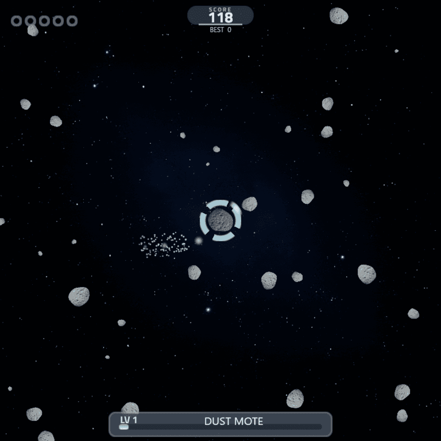 A planet drifting among smaller bodies in the dark field.