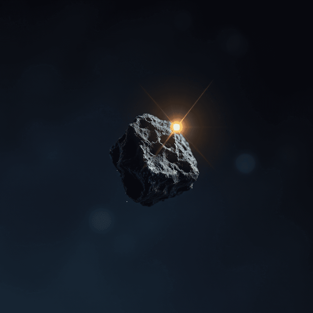 A single glowing grain of interstellar dust adrift in a dark nebula.